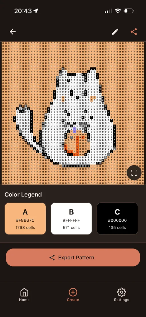 View your knitting pattern grid